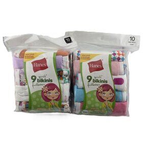 Hanes Girls Bikini Underwear NWT Size 10 Cotton Pack of 18